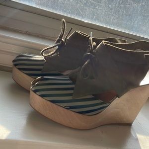 Maloles suede and canvas platform wedge heels 38